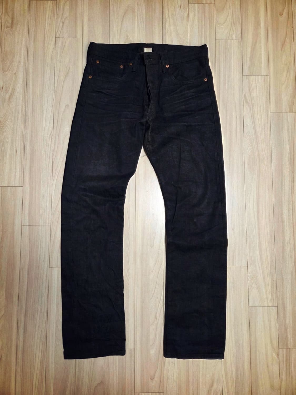 RRL 슬림핏 블랙 온 블랙 셀비지 진  33/32 상품이미지1