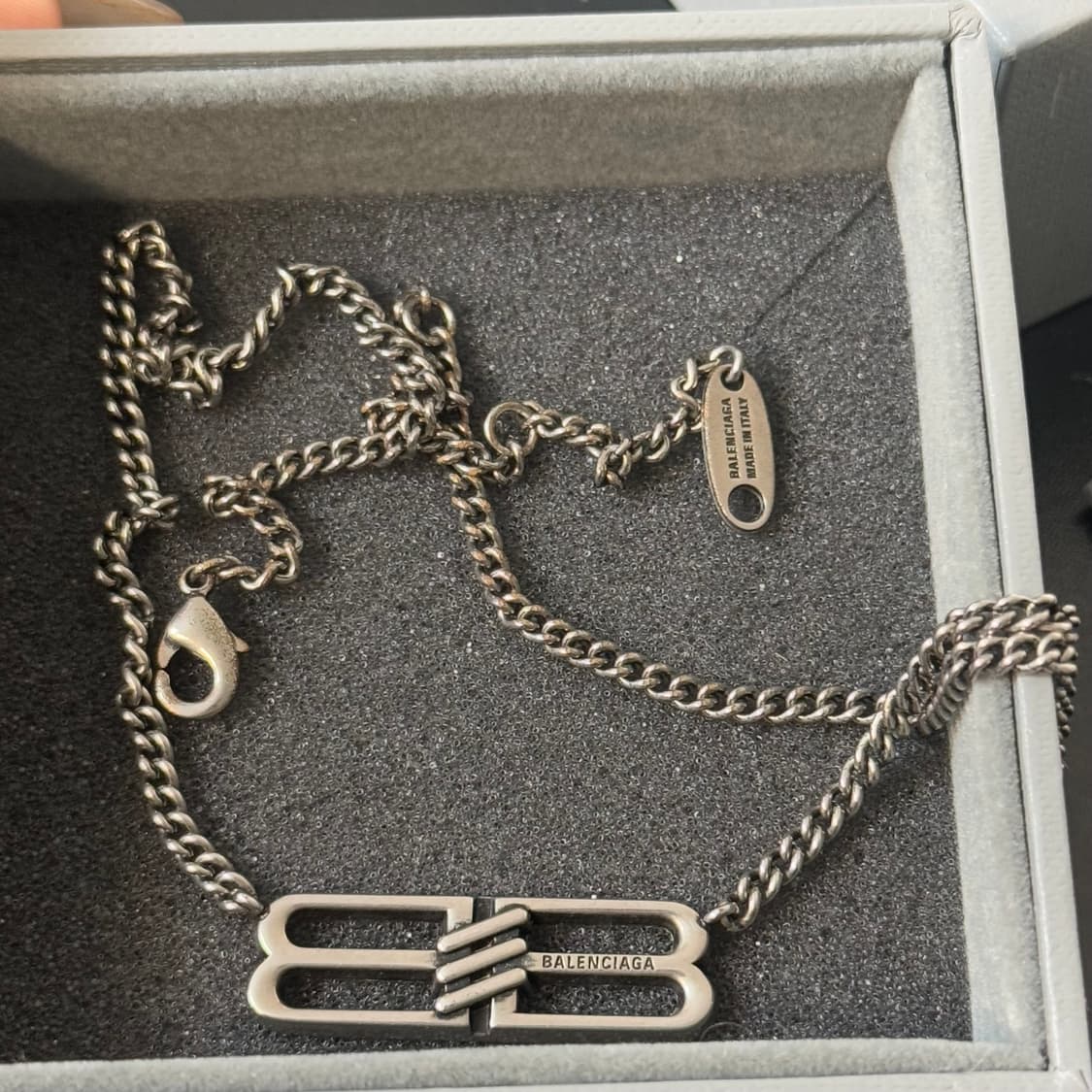 발렌시아가 BB 로고 체인 목걸이 실버 상품이미지2