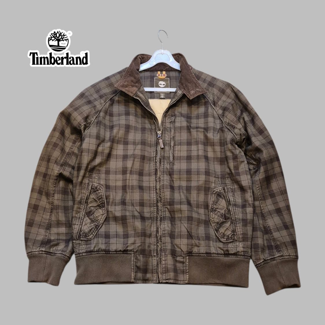 M 팀버랜드 카키브라운 면 체크 블루종자켓  상품이미지1