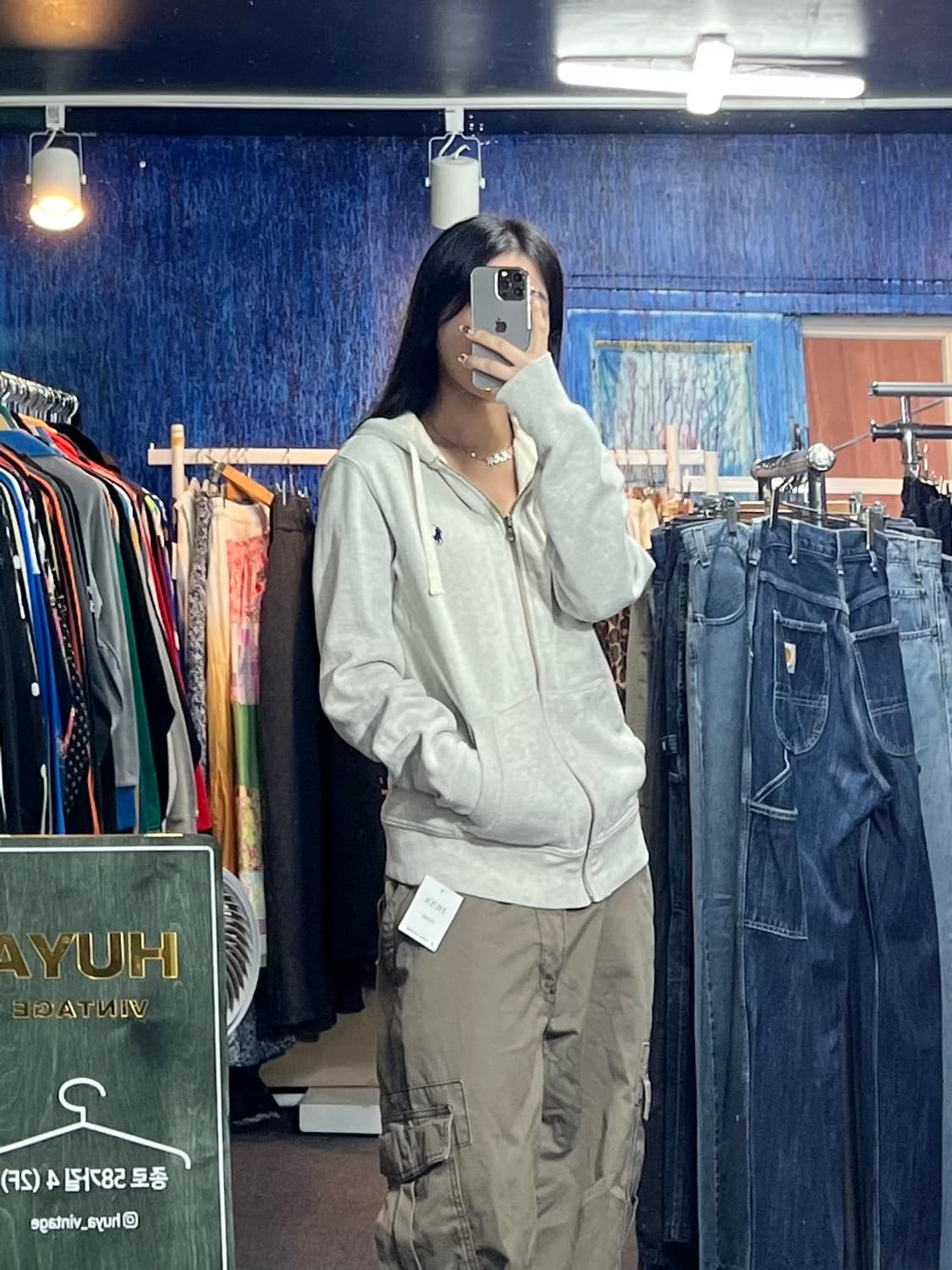 폴로 그레이 후드집업 M 상품이미지3