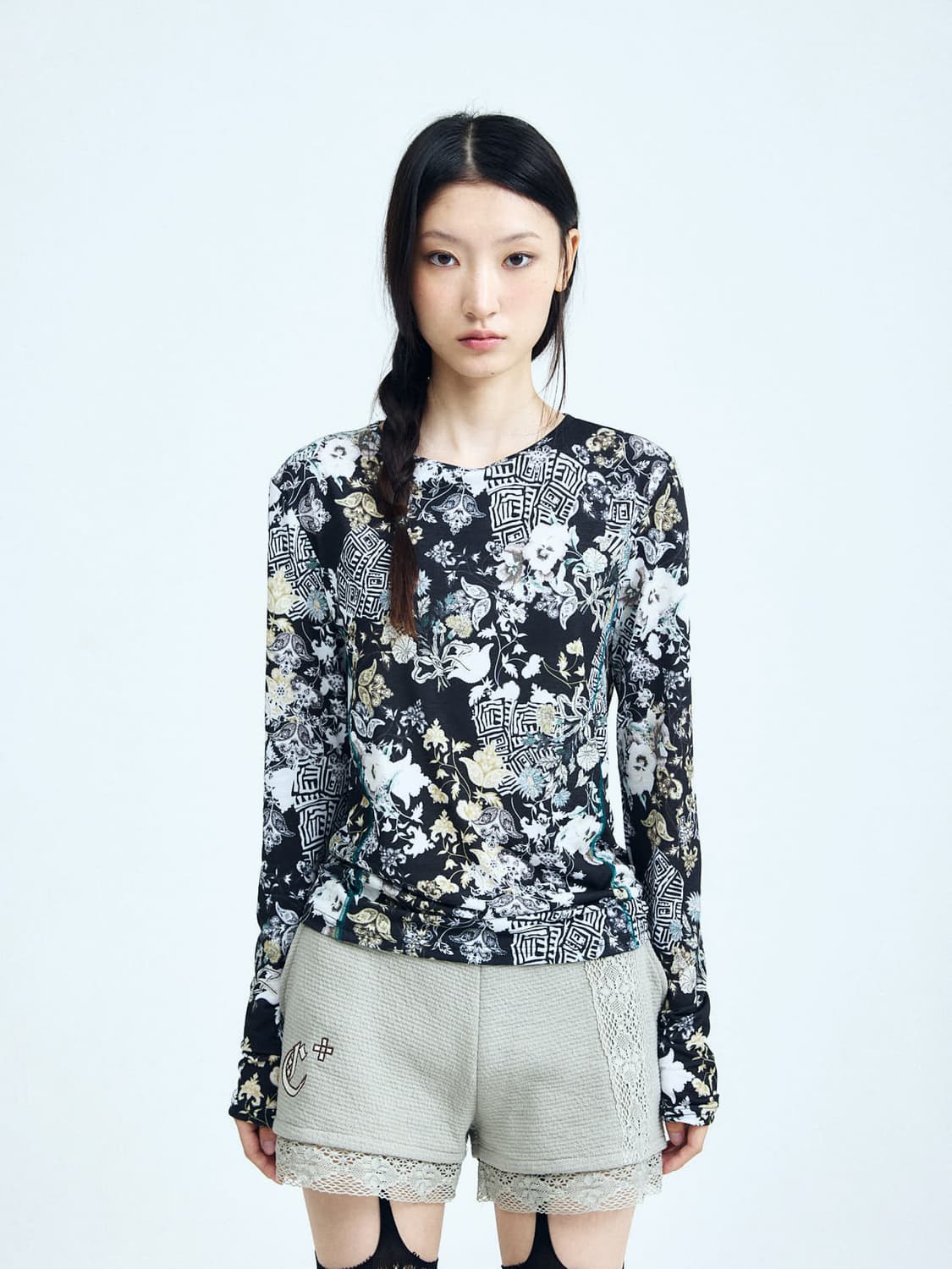 콜로신스 pansy top 롱슬리브 티셔츠 블랙 상품이미지1