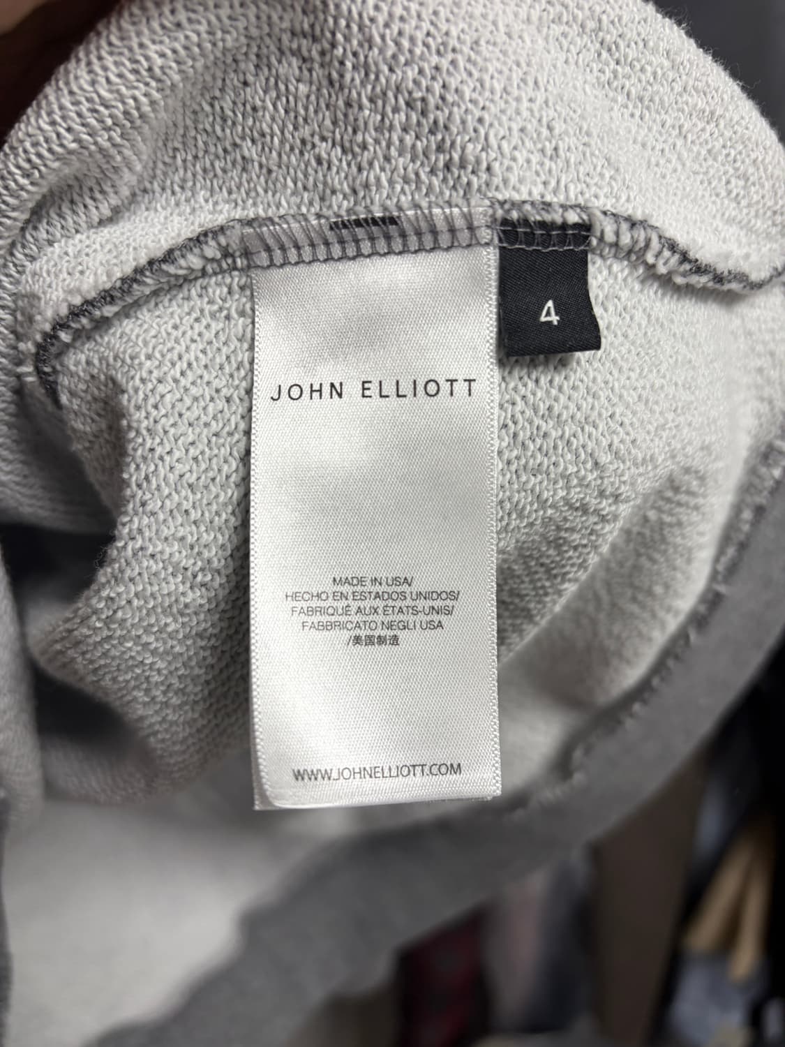 존 엘리엇 JOHN ELLIOTT 그레이 후디 사이즈 4 /L 상품이미지2