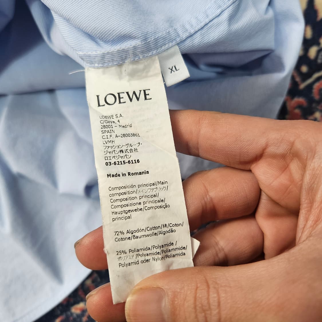 로에베(LOEWE)루즈핏 스트라이프 가죽 카라 블럭 셔츠 상품이미지6