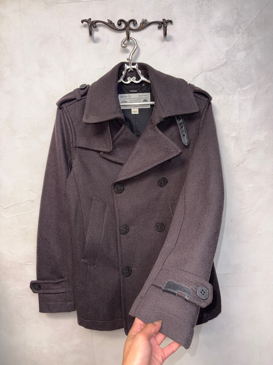 DIESEL dark brown wool pea coat  상품이미지2