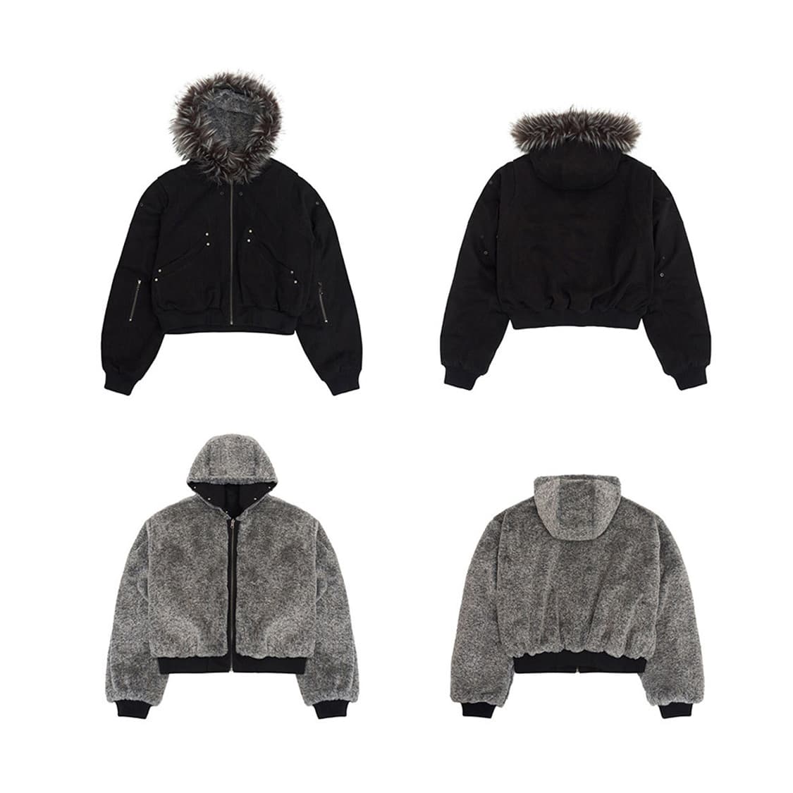 Reversible Sculpted Fur Bomber Jacket 상품이미지2