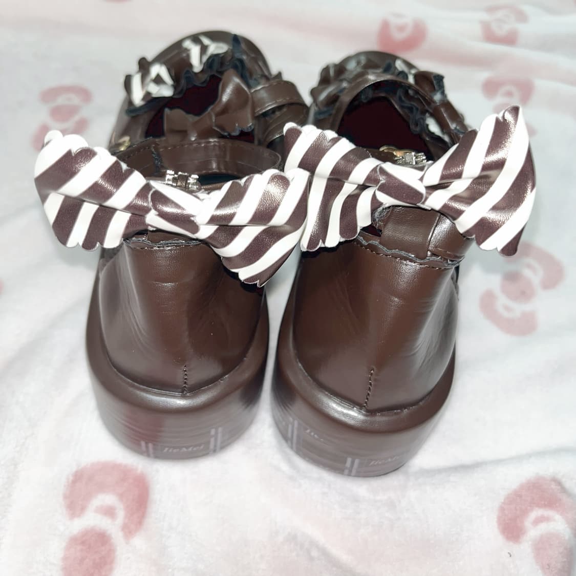 라떼갸루 리본 초코 화이트 구두 로퍼 상품이미지5