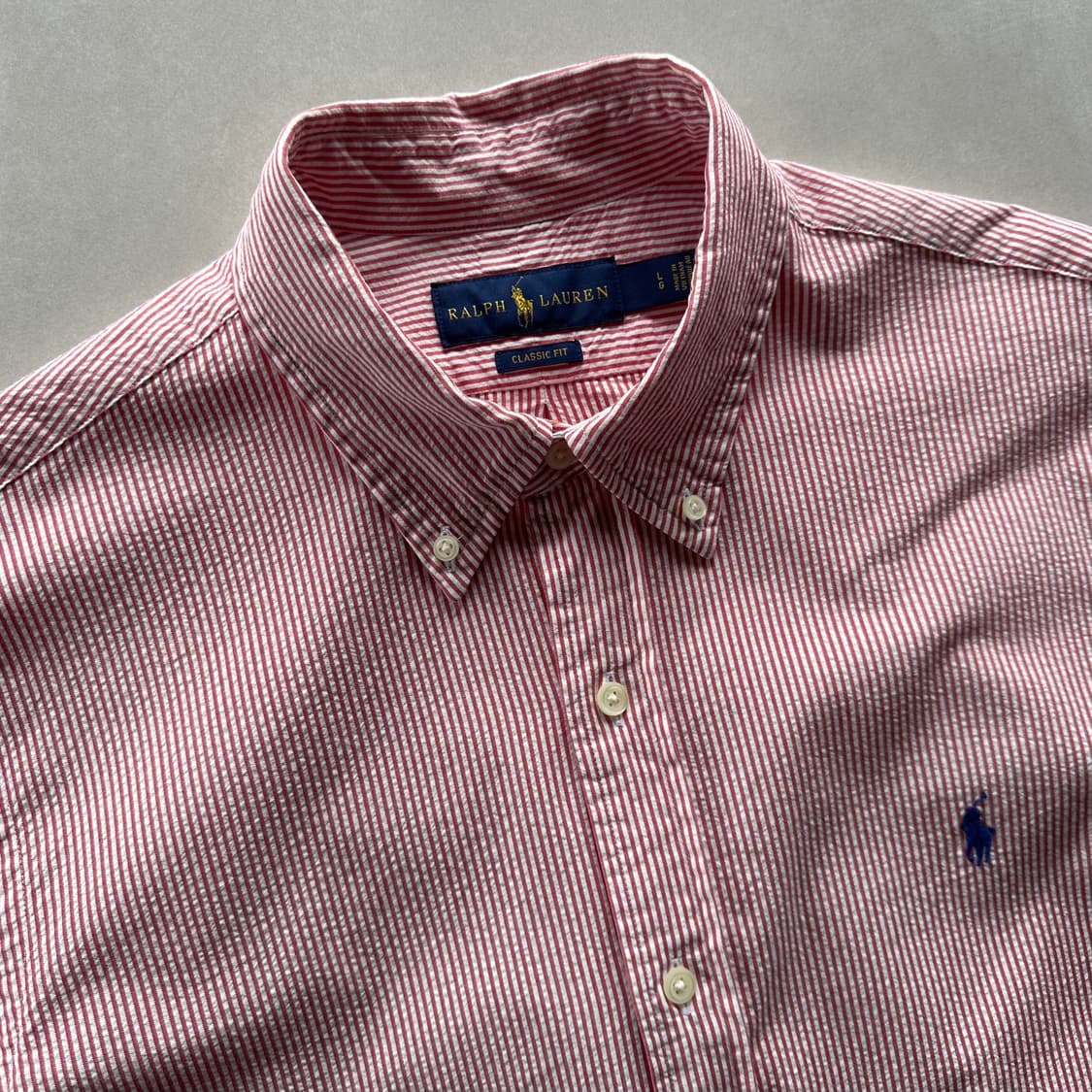 [L]폴로 랄프로렌 클래식핏 스트라이프 시어서커 셔츠 상품이미지7