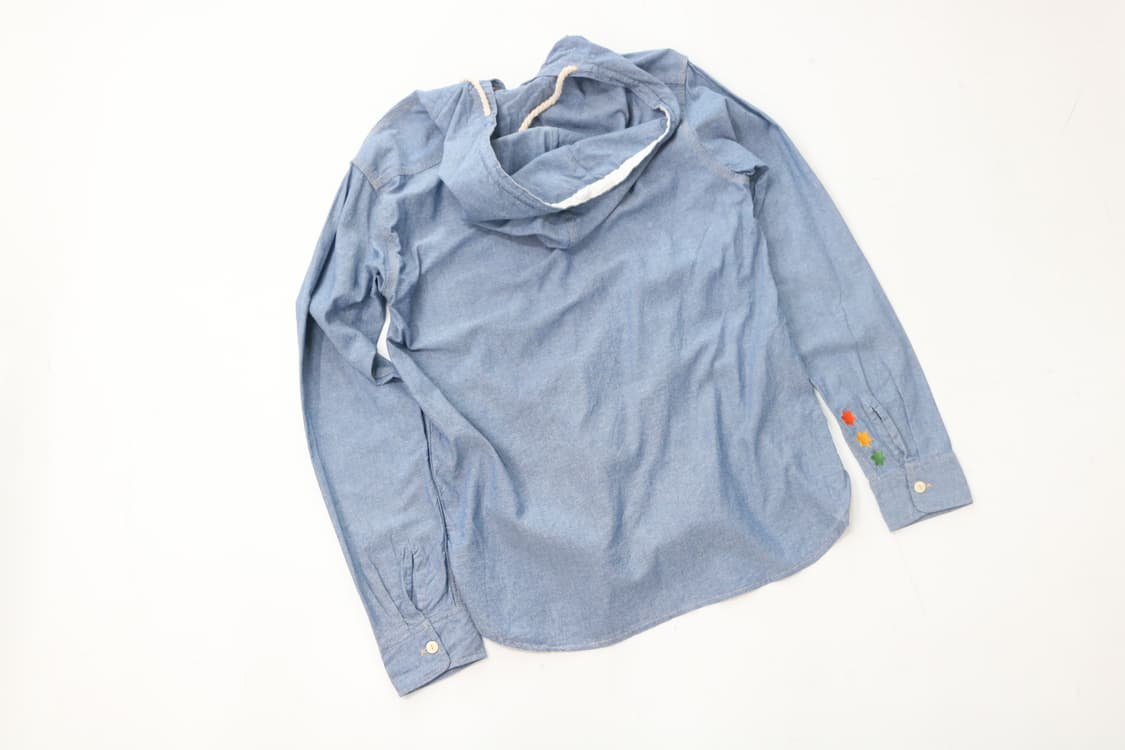 MAGIC MOMENT 레트로 샴브레이 후디 워크 셔츠 상품이미지7