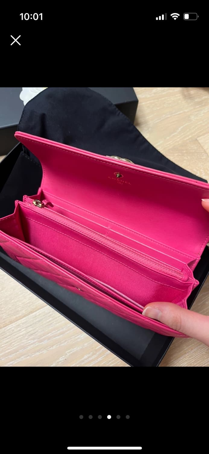 보이 샤넬 금장 장지갑 핑크 상품이미지4