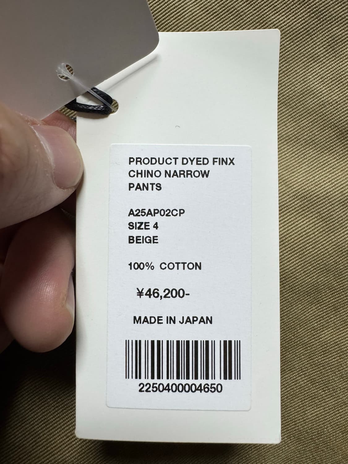 오라리 FINX 치노 25FW 4사이즈 상품이미지6