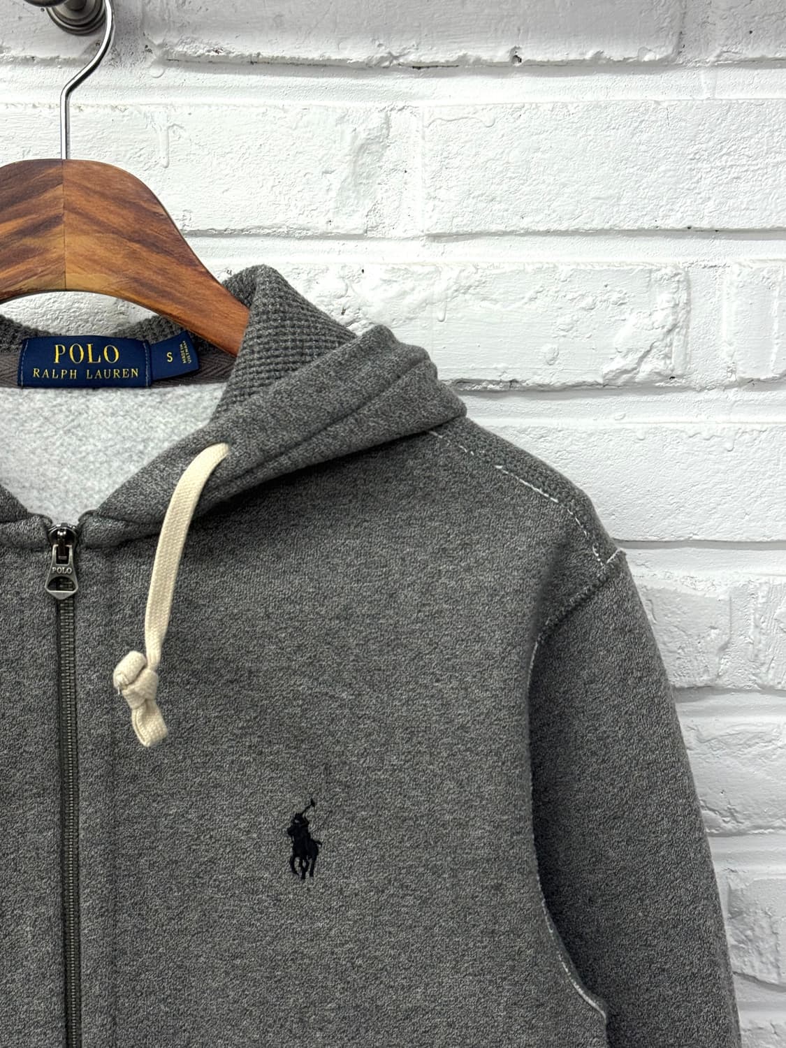 폴로 멜란지그레이 기모 후드집업 상품이미지4