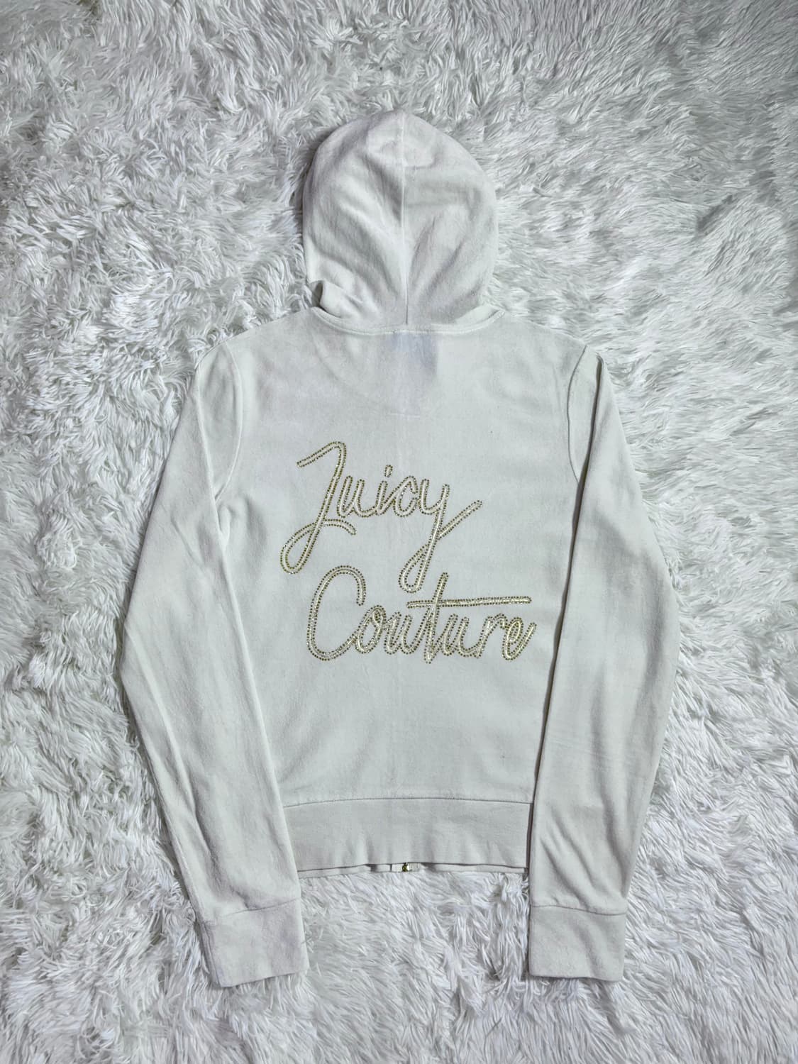 쥬시꾸띄르 빅로고 화이트 벨벳 후드집업  상품이미지6