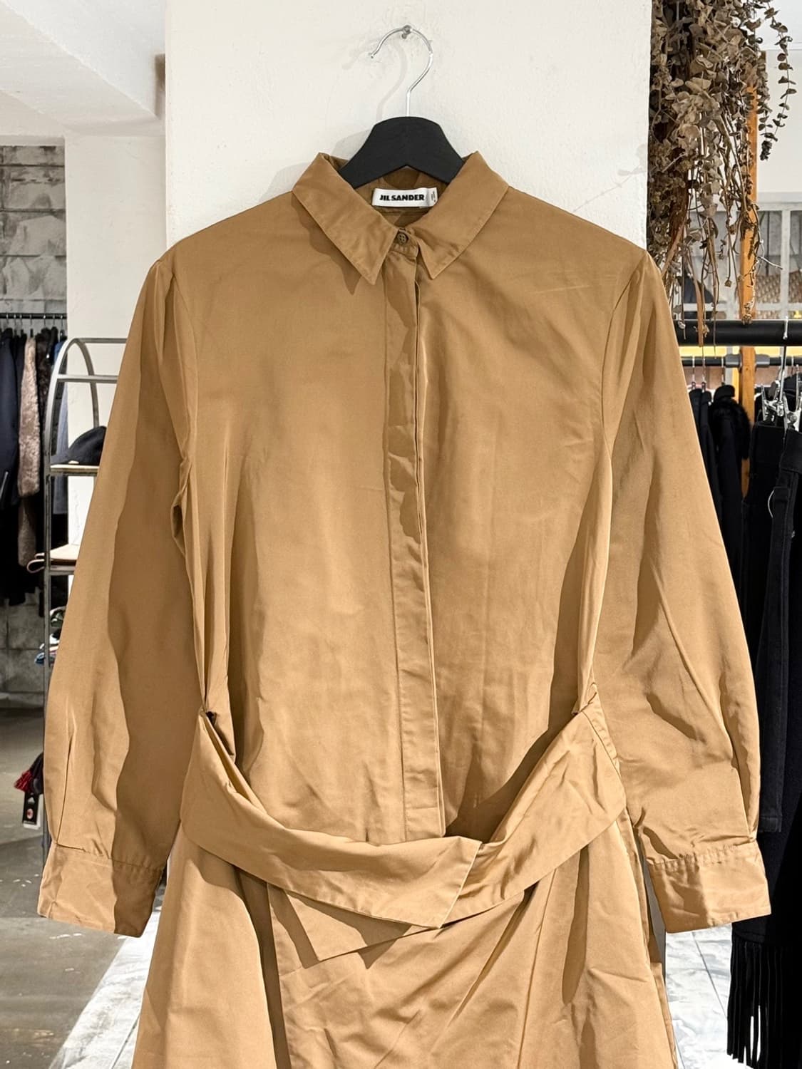 질샌더 카멜 레이어드 셔츠 원피스 상품이미지2