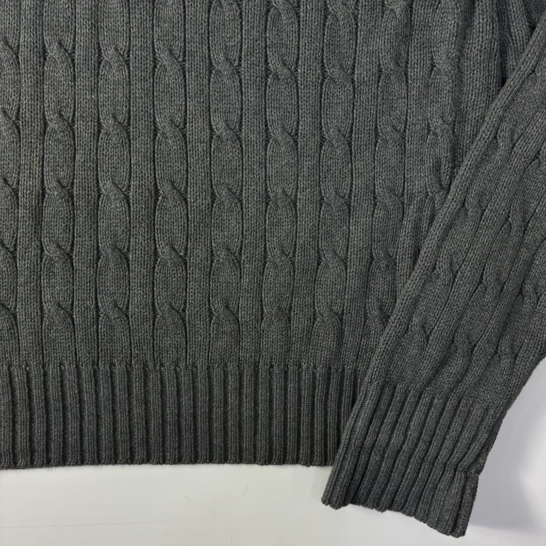 Polo  폴로 랄프로렌 자수 코튼 그레이 카라 꽈배기 니트 상품이미지4