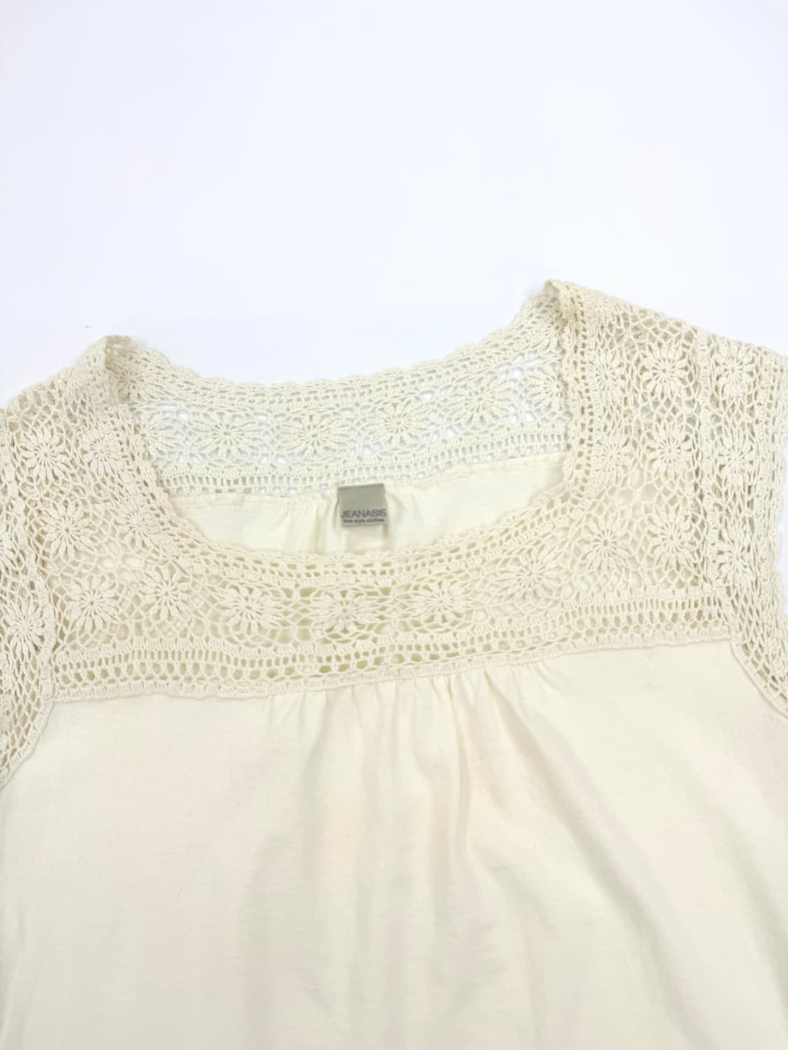 빈티지 JEANASIS 아이보리 니트 레이스 레이어드티 상품이미지2