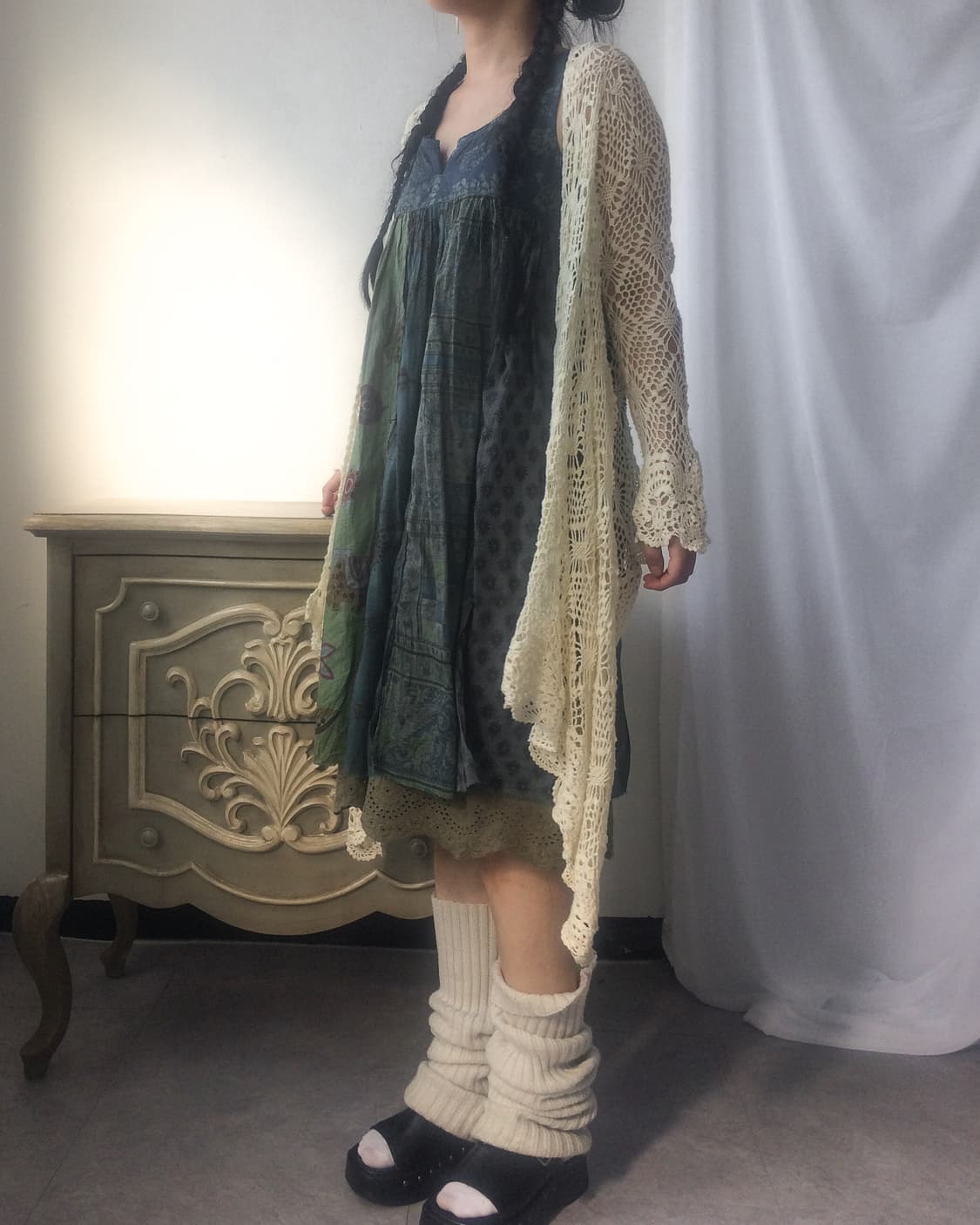 Drape point crochet knit open cardigan 상품이미지6