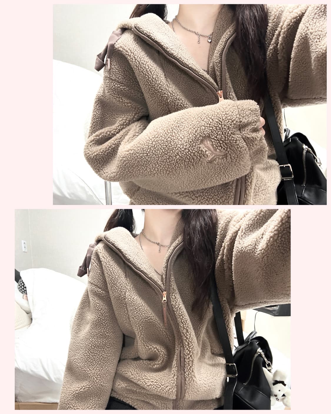 퓨마 스냅로고 초코 브라운 쉐르파 자켓 상품이미지1