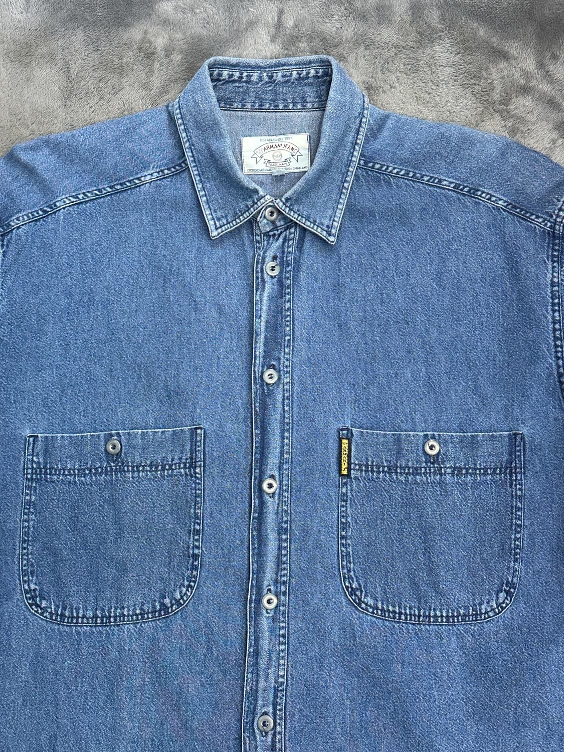 90s ARMANI JEANS 데님 셔츠 L 상품이미지3