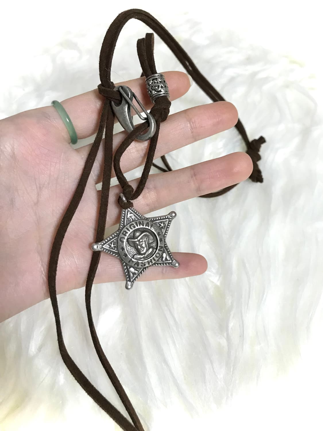빈티지 보헤미안 웨스턴 카우보이 보안관 스웨이드 끈 길이조절 목걸이 상품이미지3