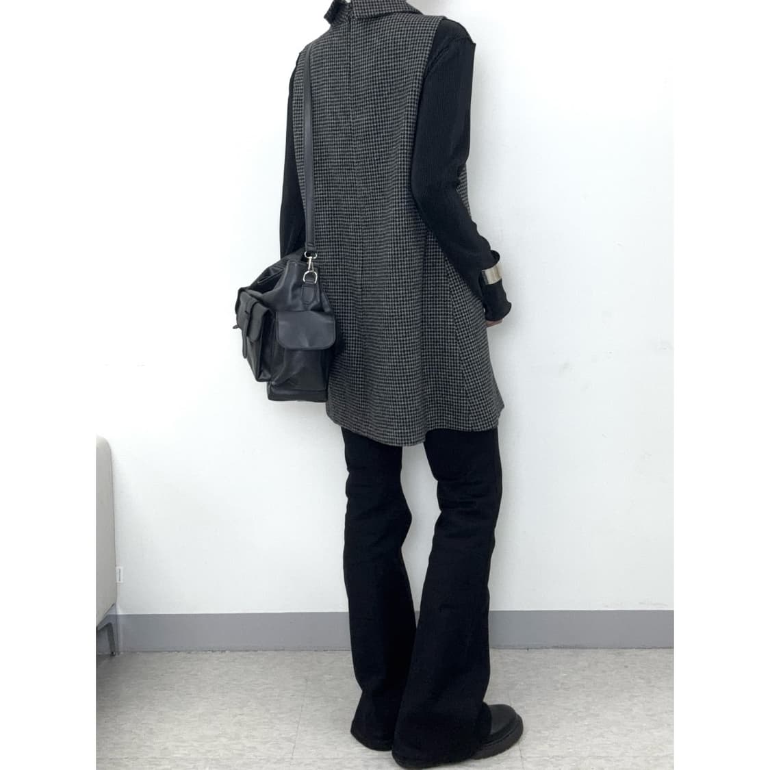 빈티지 차콜 울 슬리브리스 원피스 상품이미지3