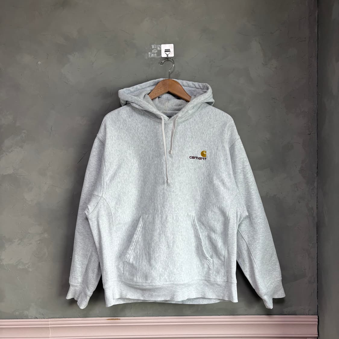 칼하트 wip 아메리칸 스크립트 후드 애쉬 헤더그레이 상품이미지1