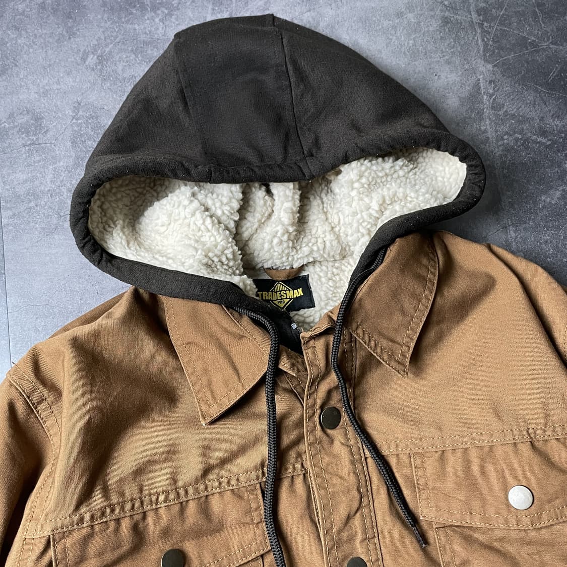 TRADESMAX 빈티지 카멜 셰르파안감 후드 코튼자켓 상품이미지2