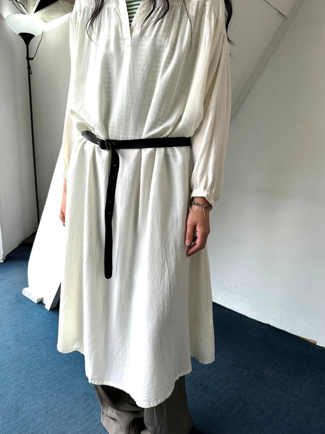 Rayon linen shirred design loose onepiec 상품이미지8