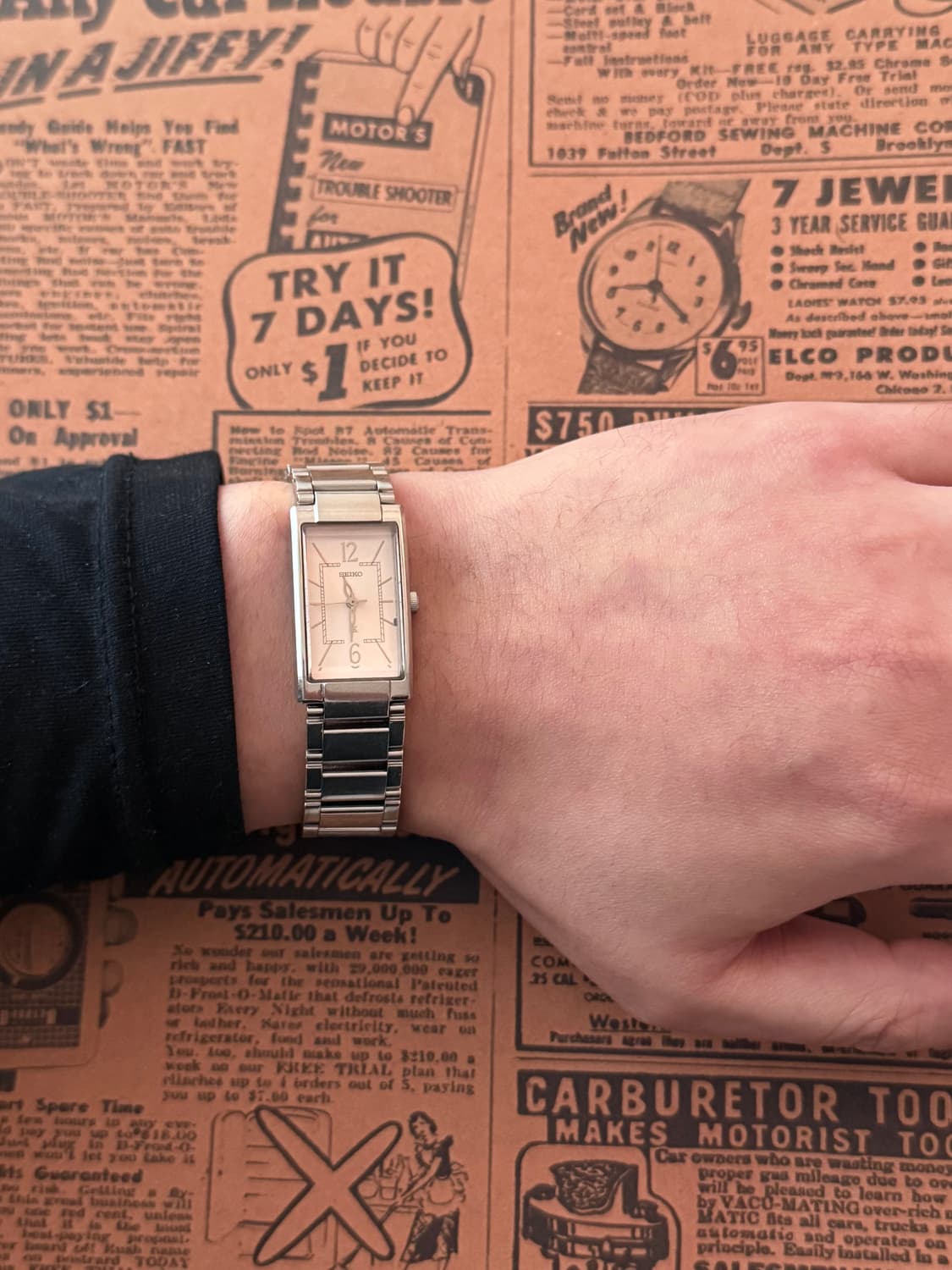 세이코 Seiko 스퀘어 핑크 레이디스 상품이미지4