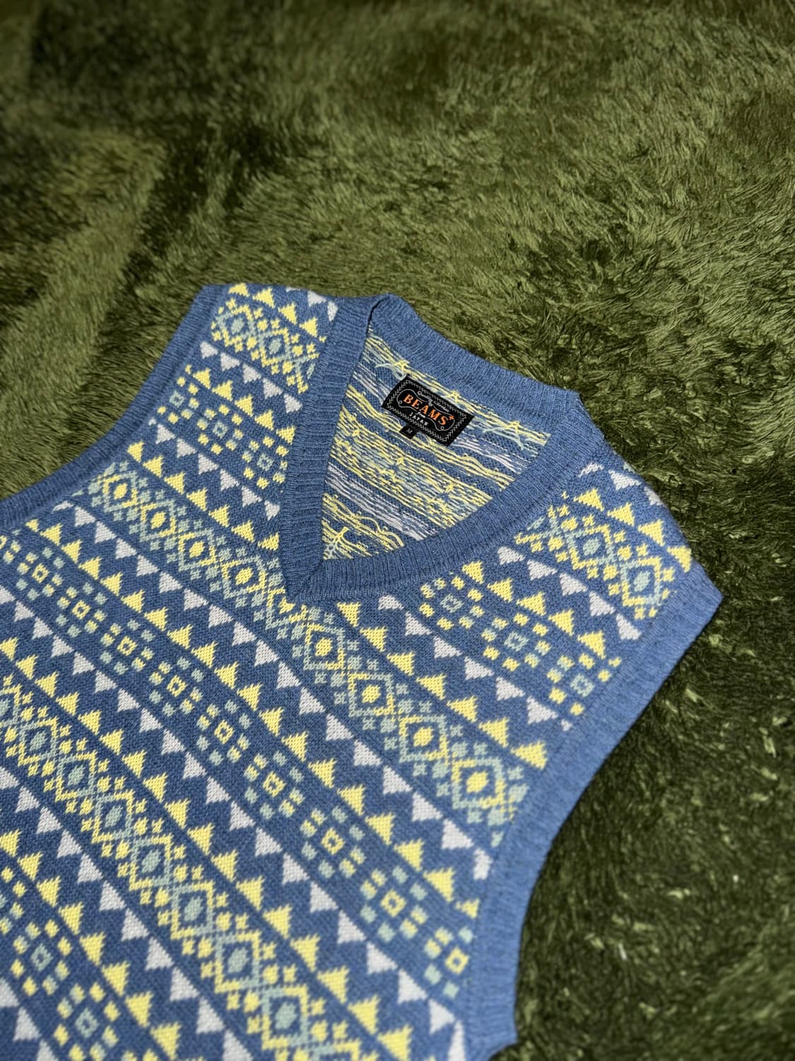 [M] Beams Plus 빔즈 플러스 페어 아일 코튼 린넨 니트 베스트 상품이미지2