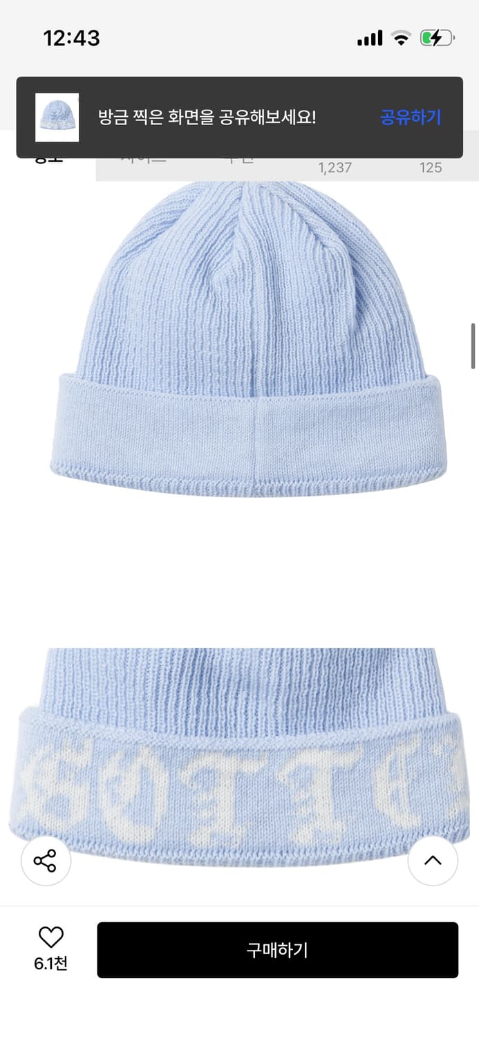 [ 원가_49,000원 ] 가터갤러리 GOTHIC BEANIE 스카이블루 상품이미지2