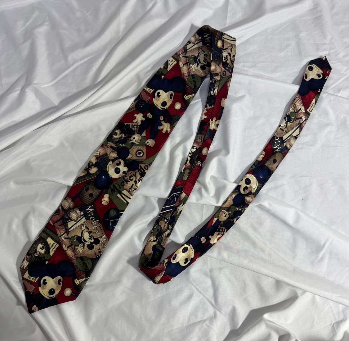 90s 디즈니 미키마우스 레트로 디자인 실크 넥타이 상품이미지2