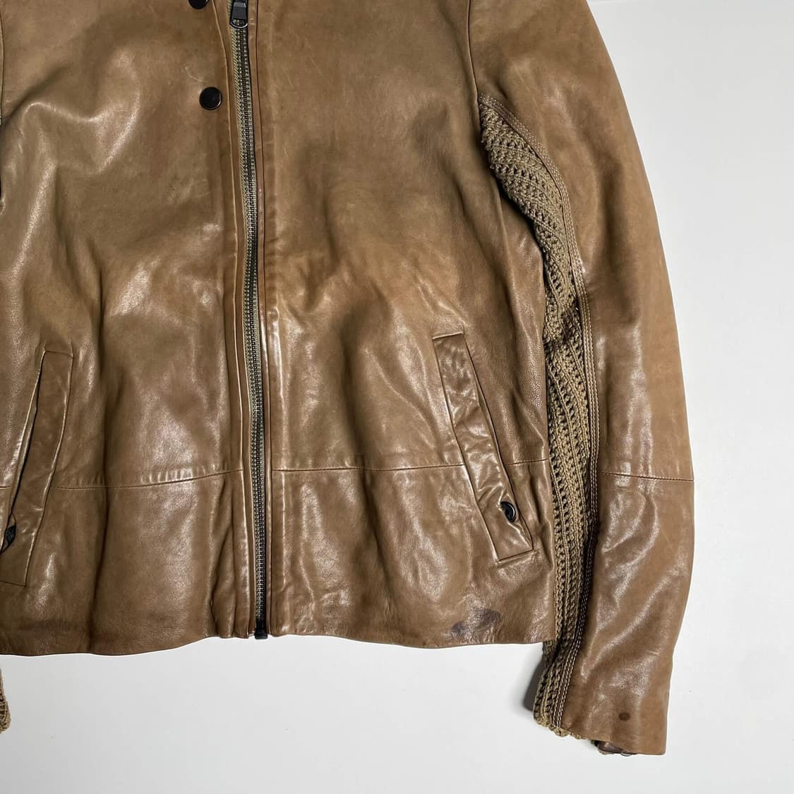 Diesel black gold 슬리브 니트 포인트 레더 자켓 상품이미지3