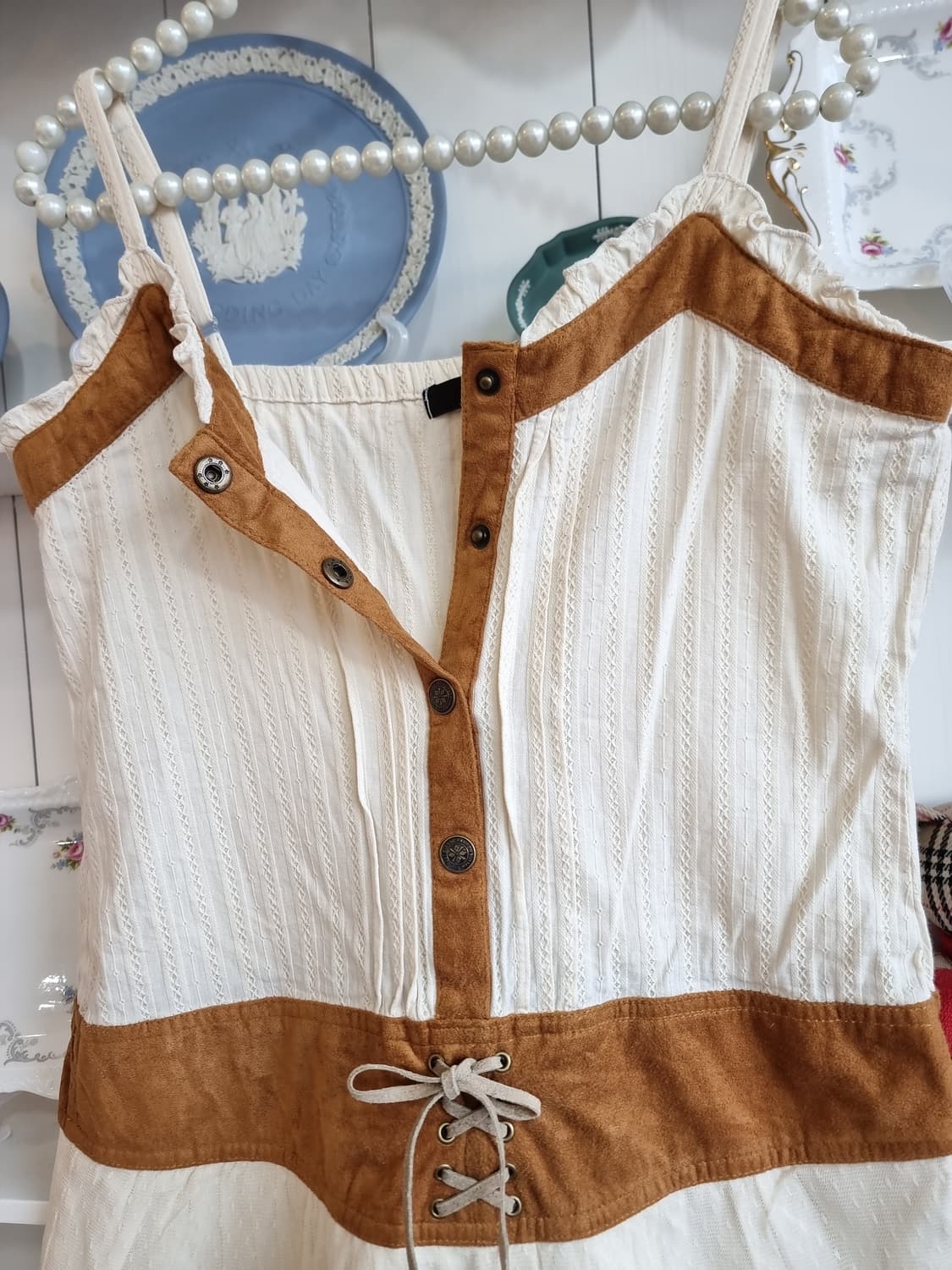 모리걸 크림카멜 레이스 캉캉 원피스 상품이미지4