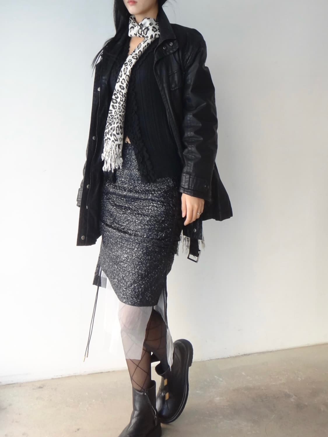 Jacquard lace layered skirt / black 상품이미지9