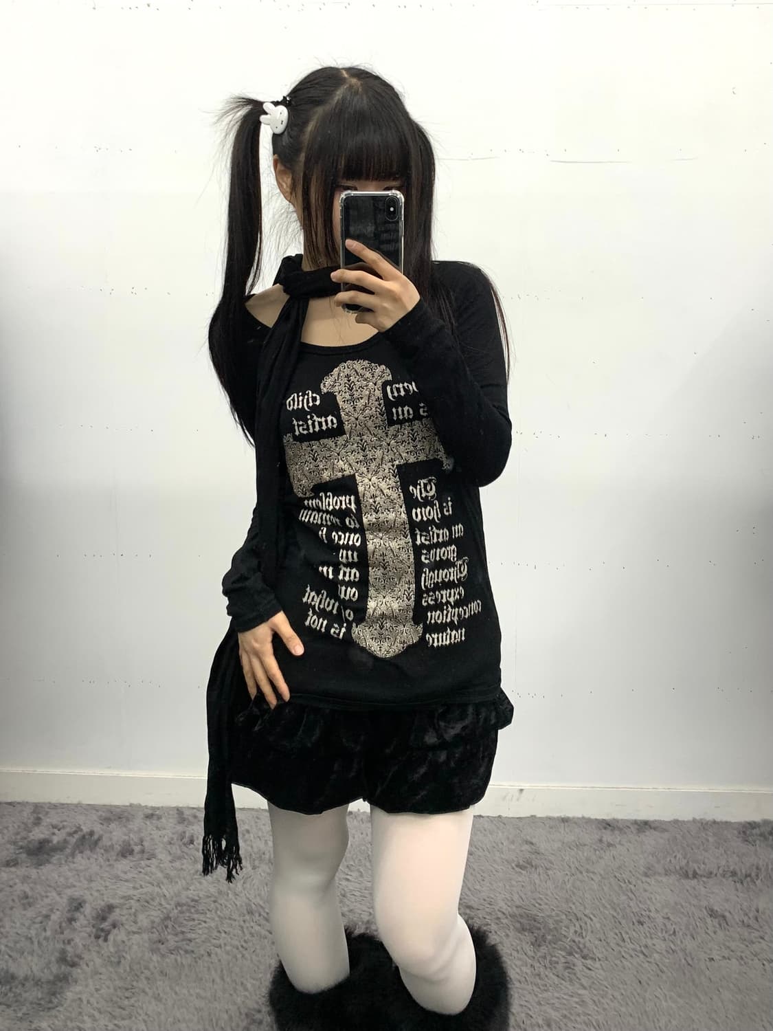 재패니즈 펑크 십자가 프린팅 롱슬리브 상품이미지1