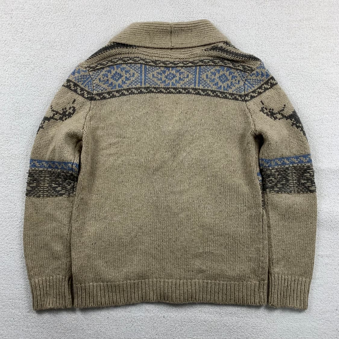 타미힐피거 노르딕패턴 울 니트 숄카라 가디건 베이지 상품이미지2