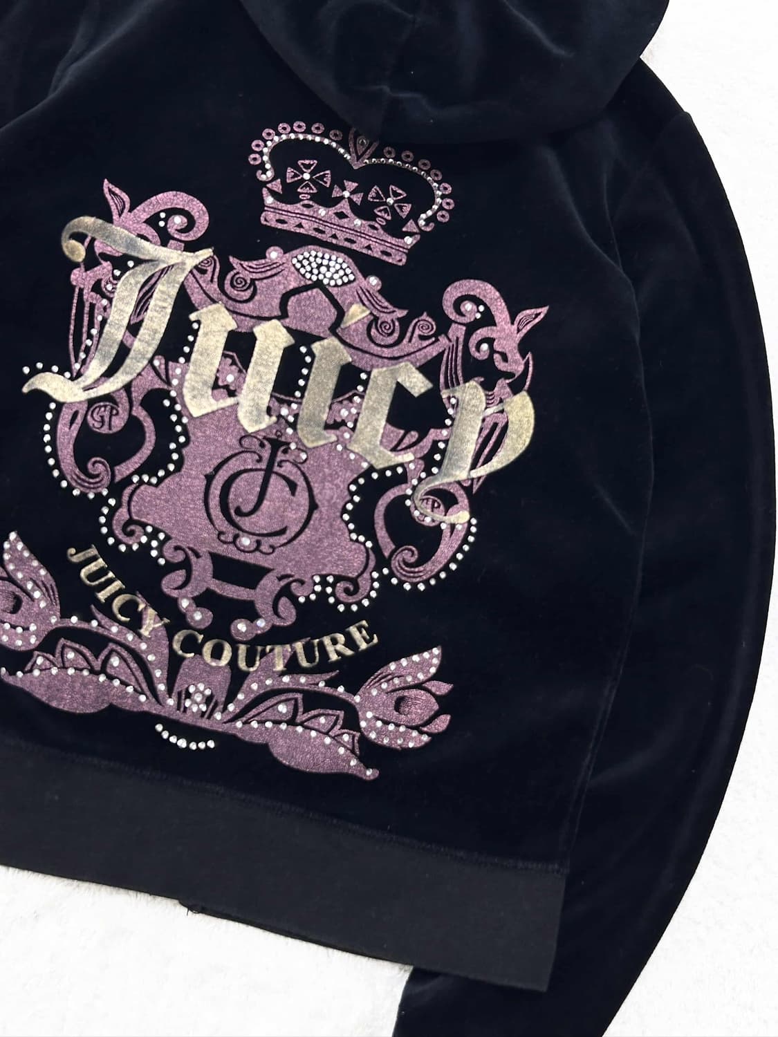 쥬시꾸뛰르 빅로고 블랙 벨벳 후드집업 상품이미지7