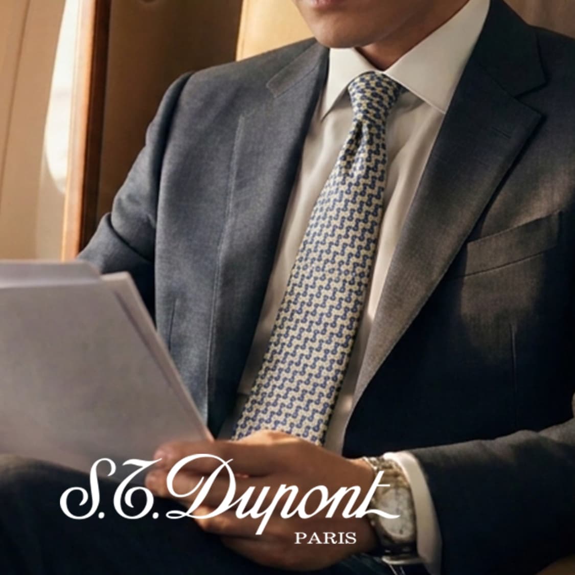 에스.티. 듀퐁 넥타이 옐로우 기하 패턴 8.8cm S~A+등급 G31 상품이미지1