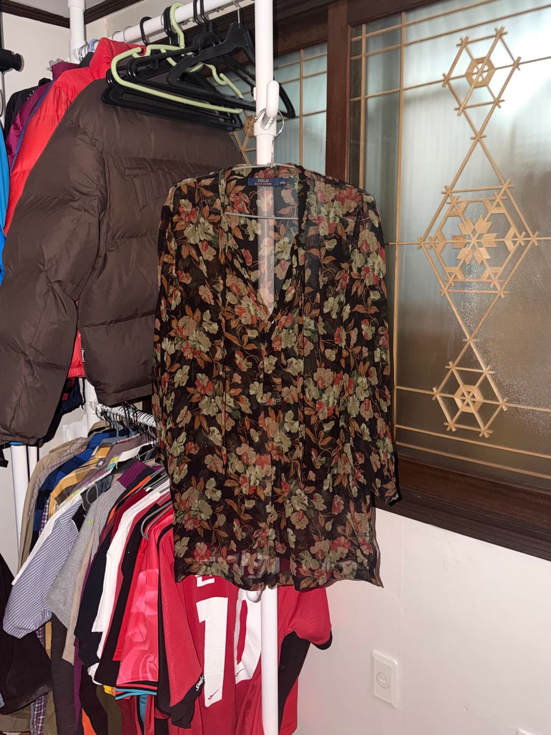 폴로 랄프로렌 플라워 실크 블라우스 시스루 상품이미지1