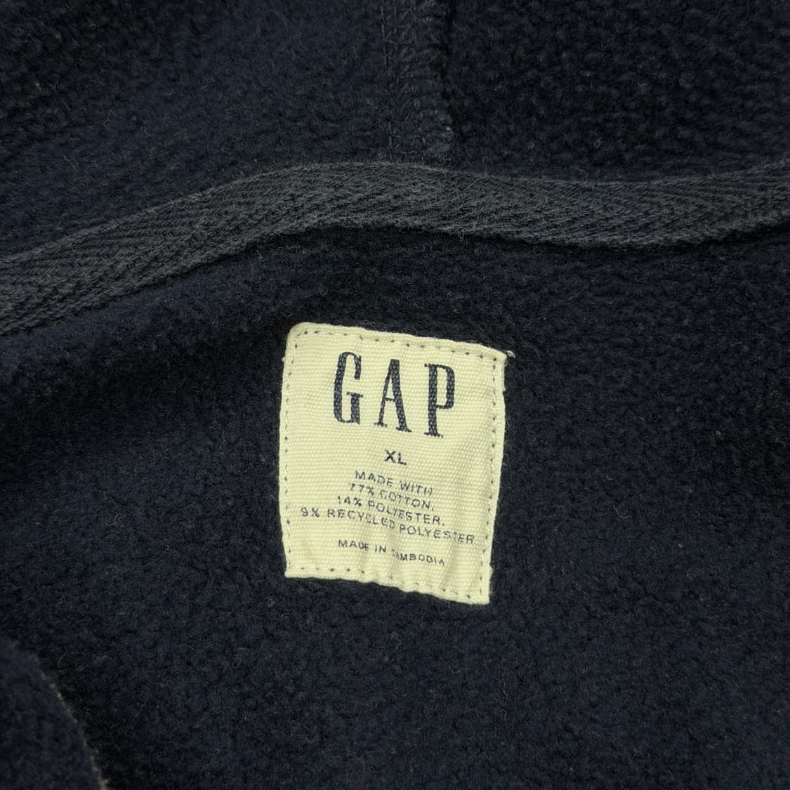 GAP 빈티지 스펠로고 기모 후드집업 자켓 네이비 XL 상품이미지4