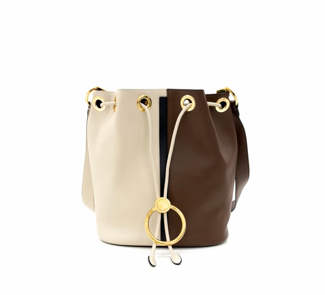[OS] 마르니 이어링 컬러블록 투톤 레더 버킷백 숄더백 브라운 베이지 상품이미지2