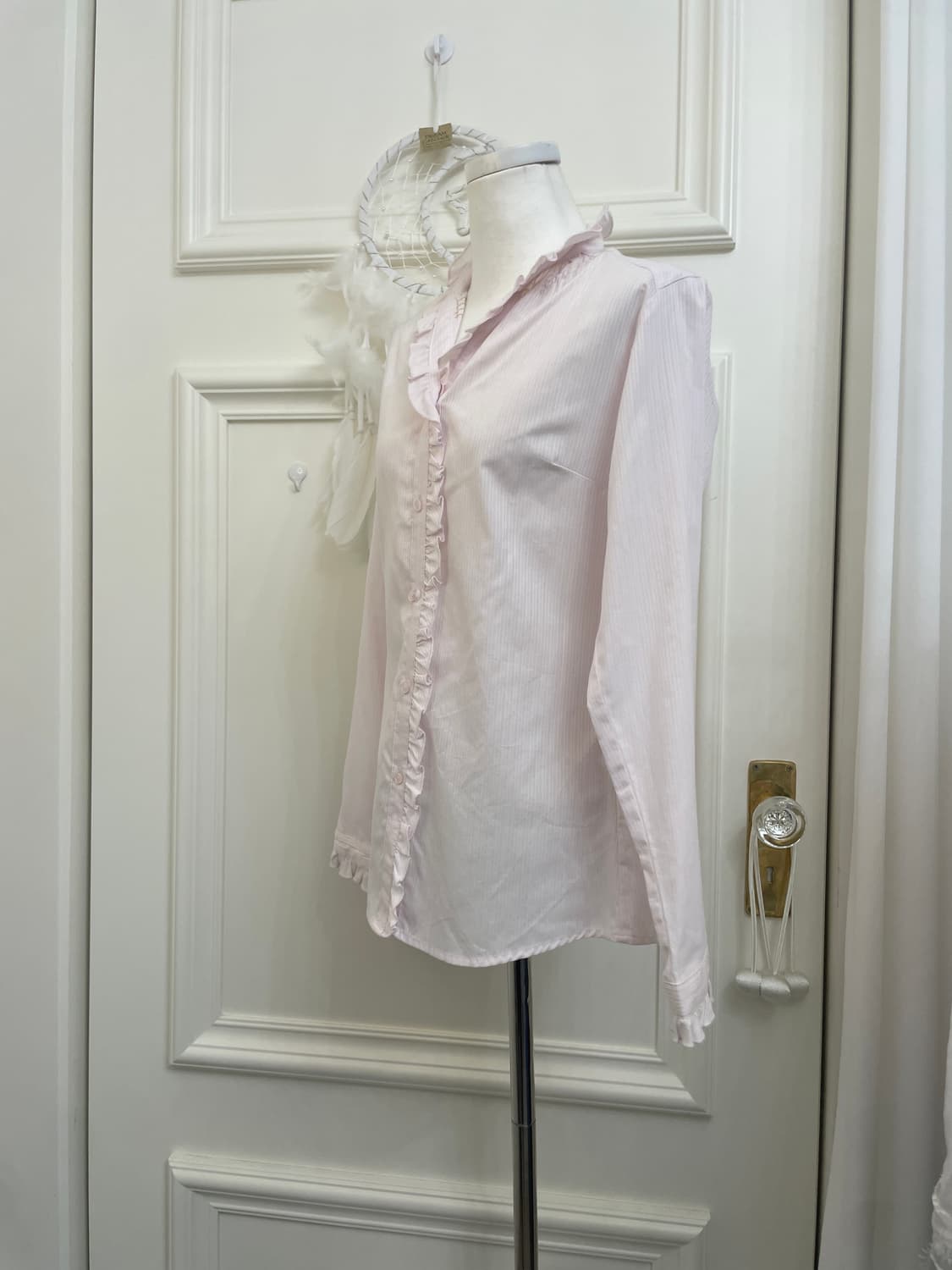 pink ruffle point lovely shirt&white lac 상품이미지7