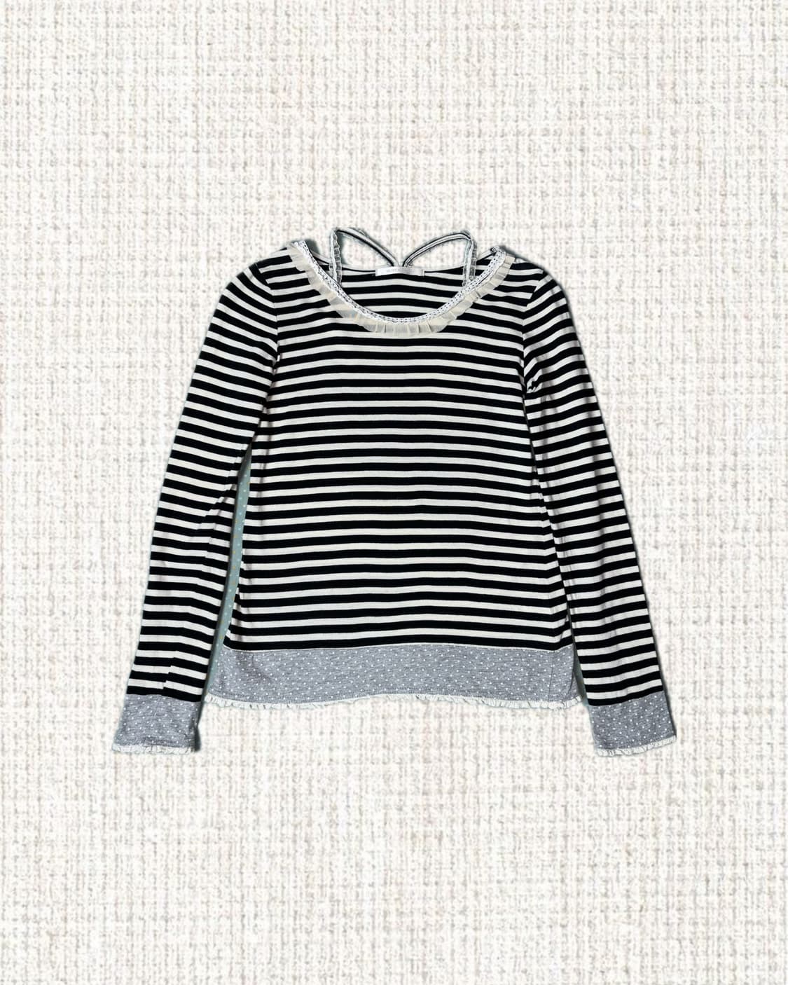 스트라이프 도트 티셔츠 상품이미지1