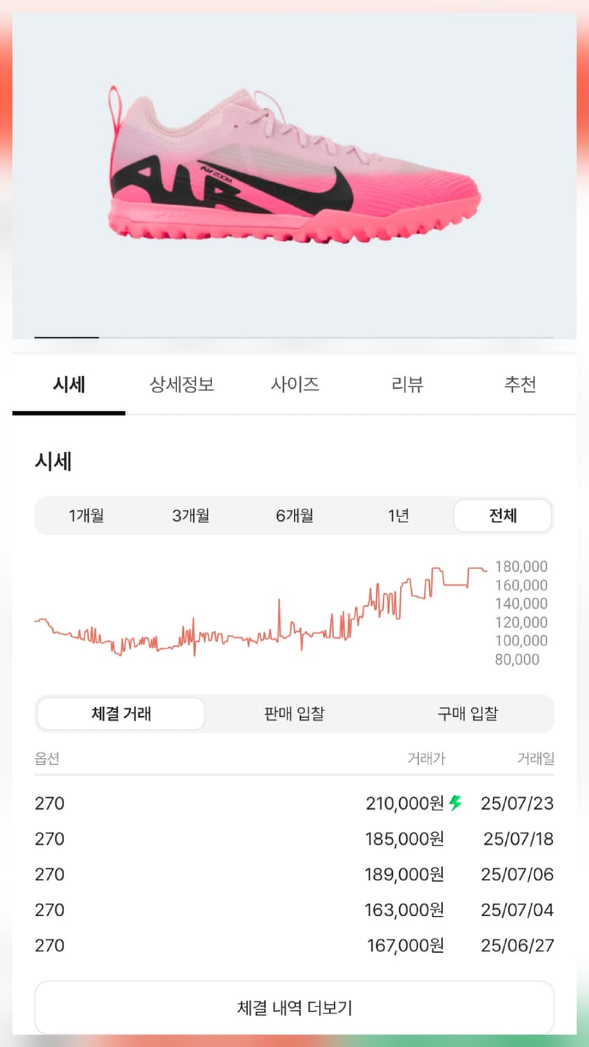 나이키줌 머큐리얼 베이퍼15 핑크 폼 블랙 [270, 새상품] 상품이미지3