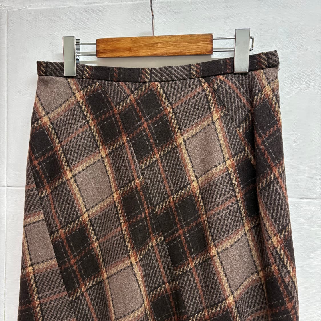 브라운 사선 체크 페어리 모리 롱 스커트 JPN 상품이미지2