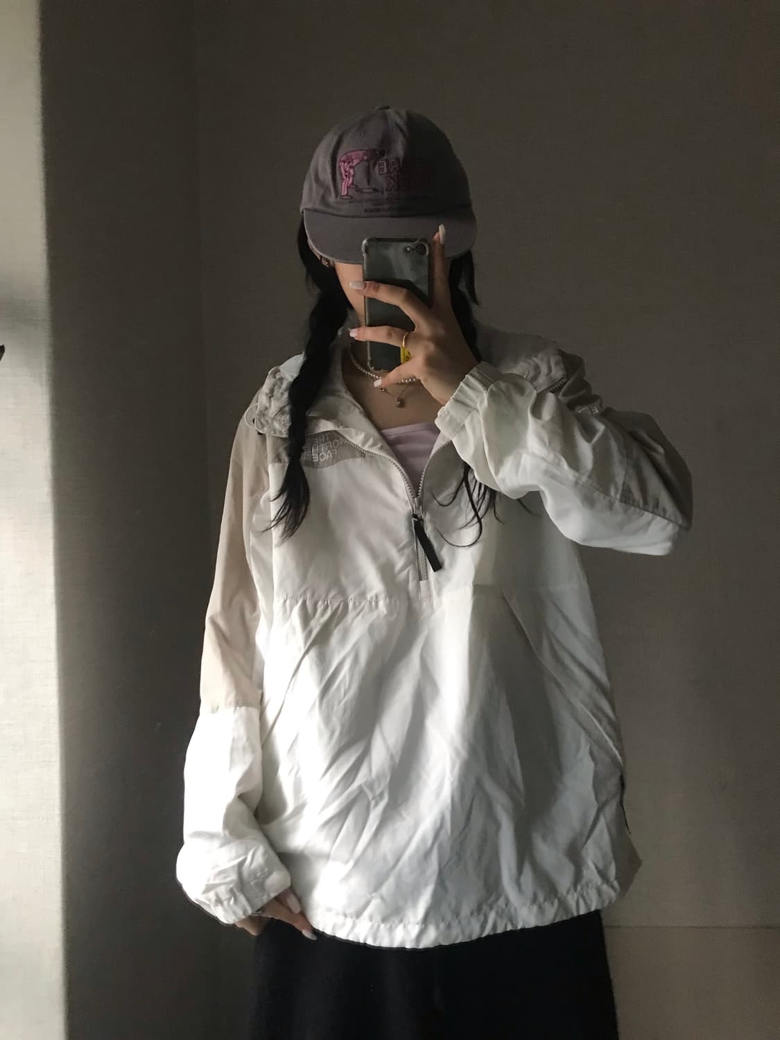 노페 고프코어 화이트 카키 반집업 바람막이 상품이미지5