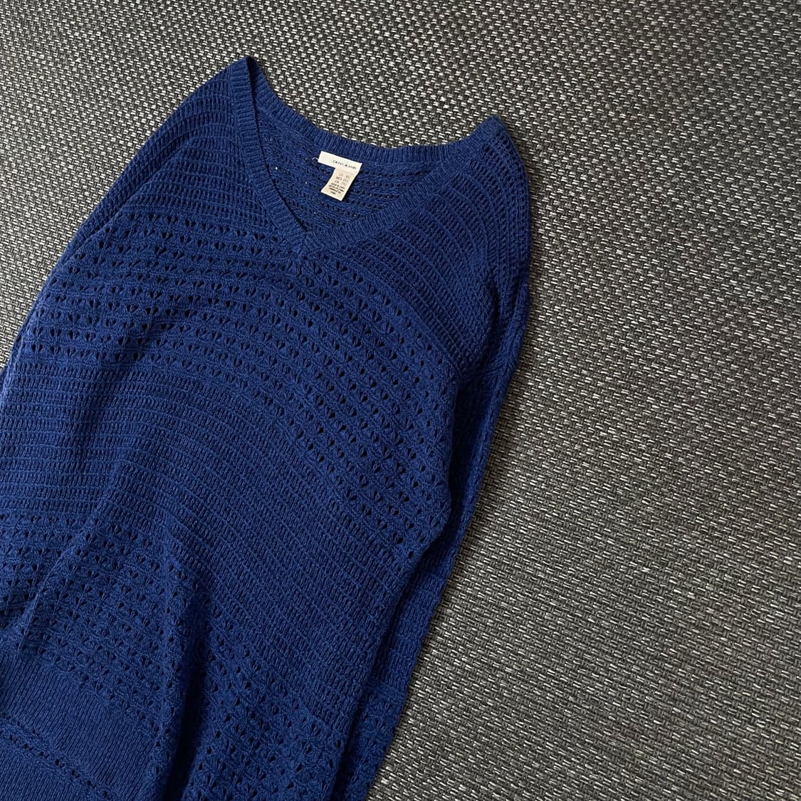 DKNY 네이비 그물 브이넥 시스루 긴팔 니트 2XL 상품이미지3