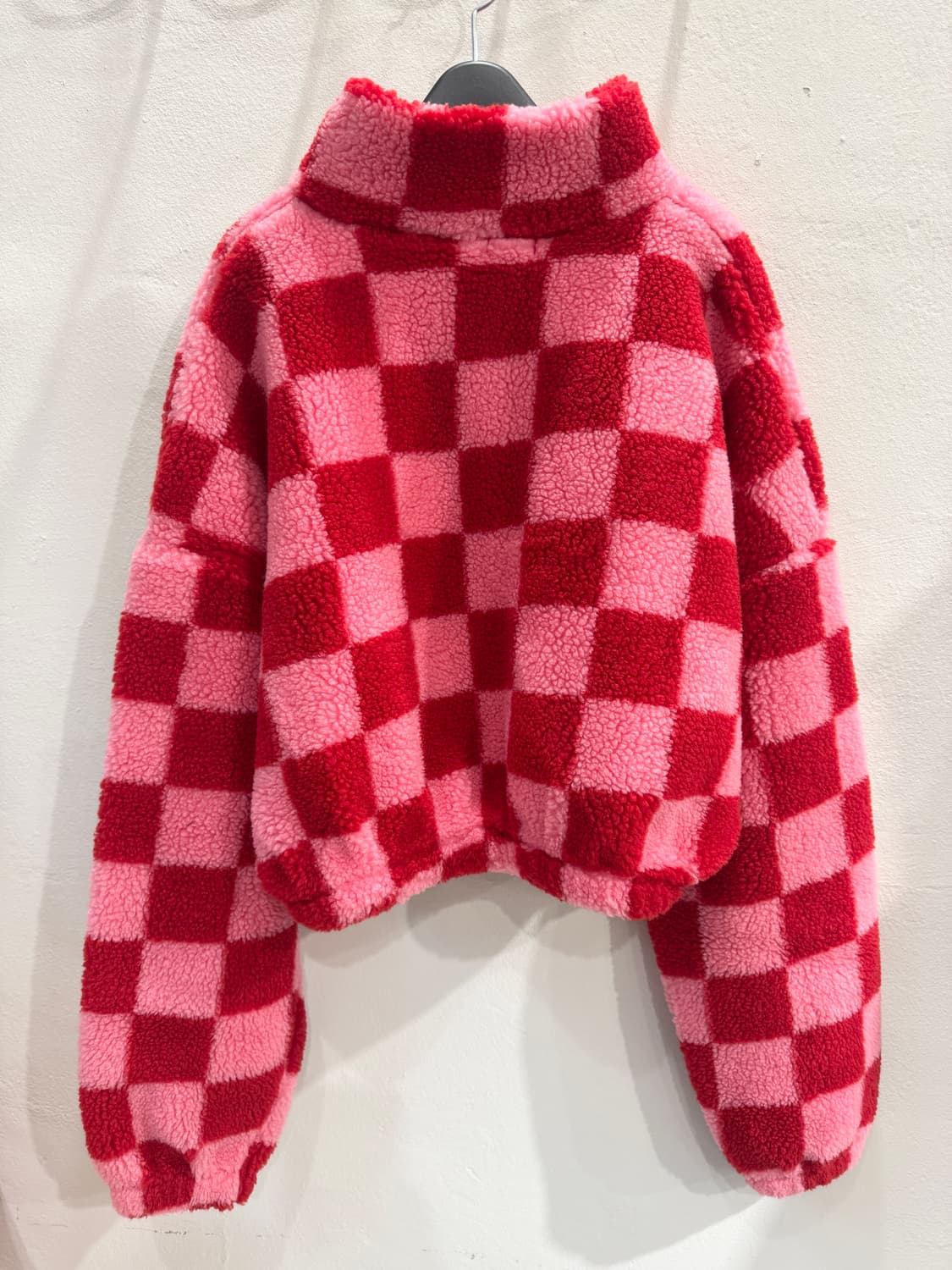 vintage 깅엄체크 뽀글이 크롭점퍼 상품이미지6