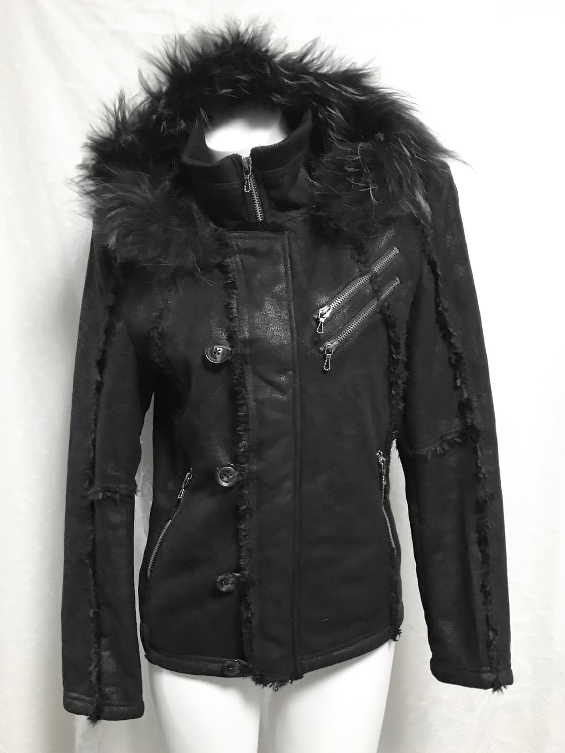 택포•빈티지 fuga 시어링 라쿤퍼 후드 n2b 무스탕 자켓 상품이미지1