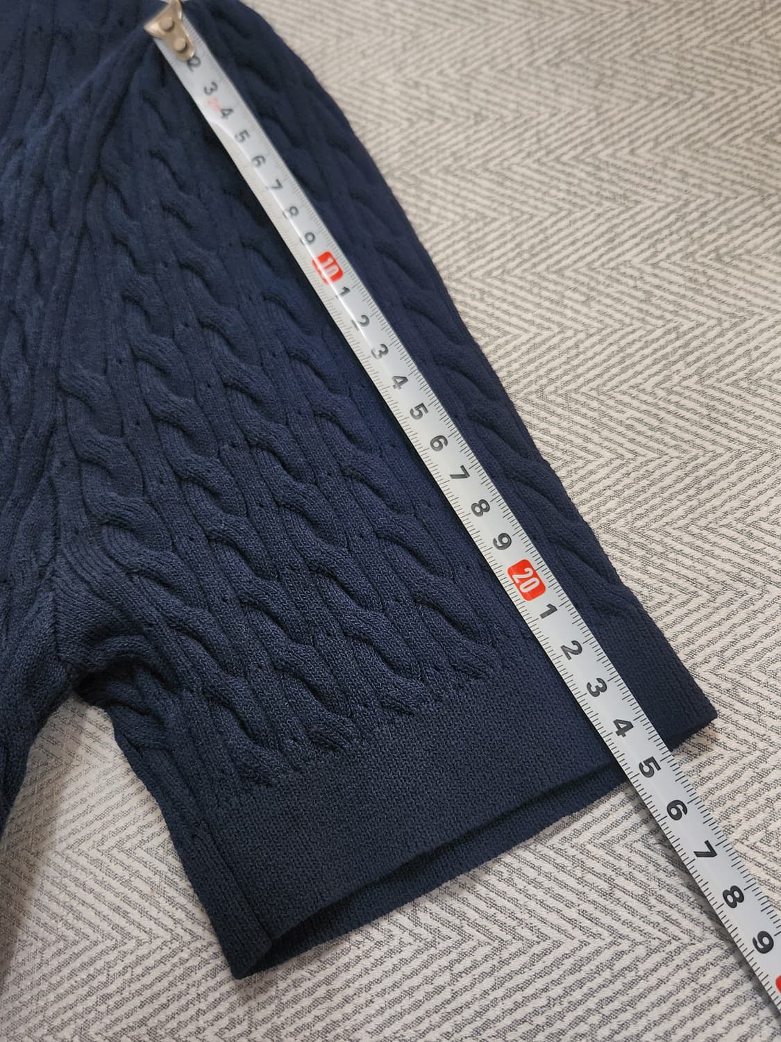 [F] 나인 NAIN 플레어 니트 반팔 원피스 네이비 상품이미지7